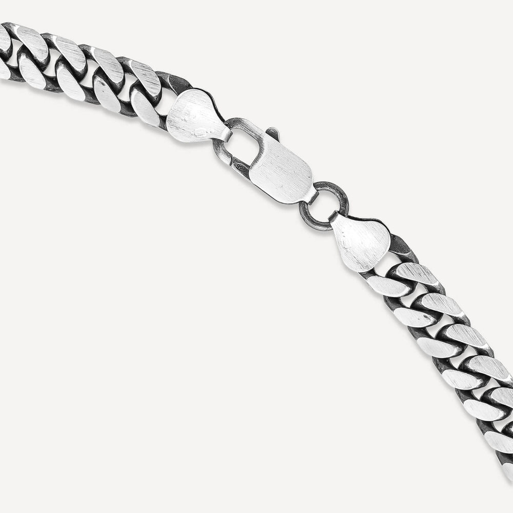 Sterling Silver Oxidised 20' Curb Mens Necklace