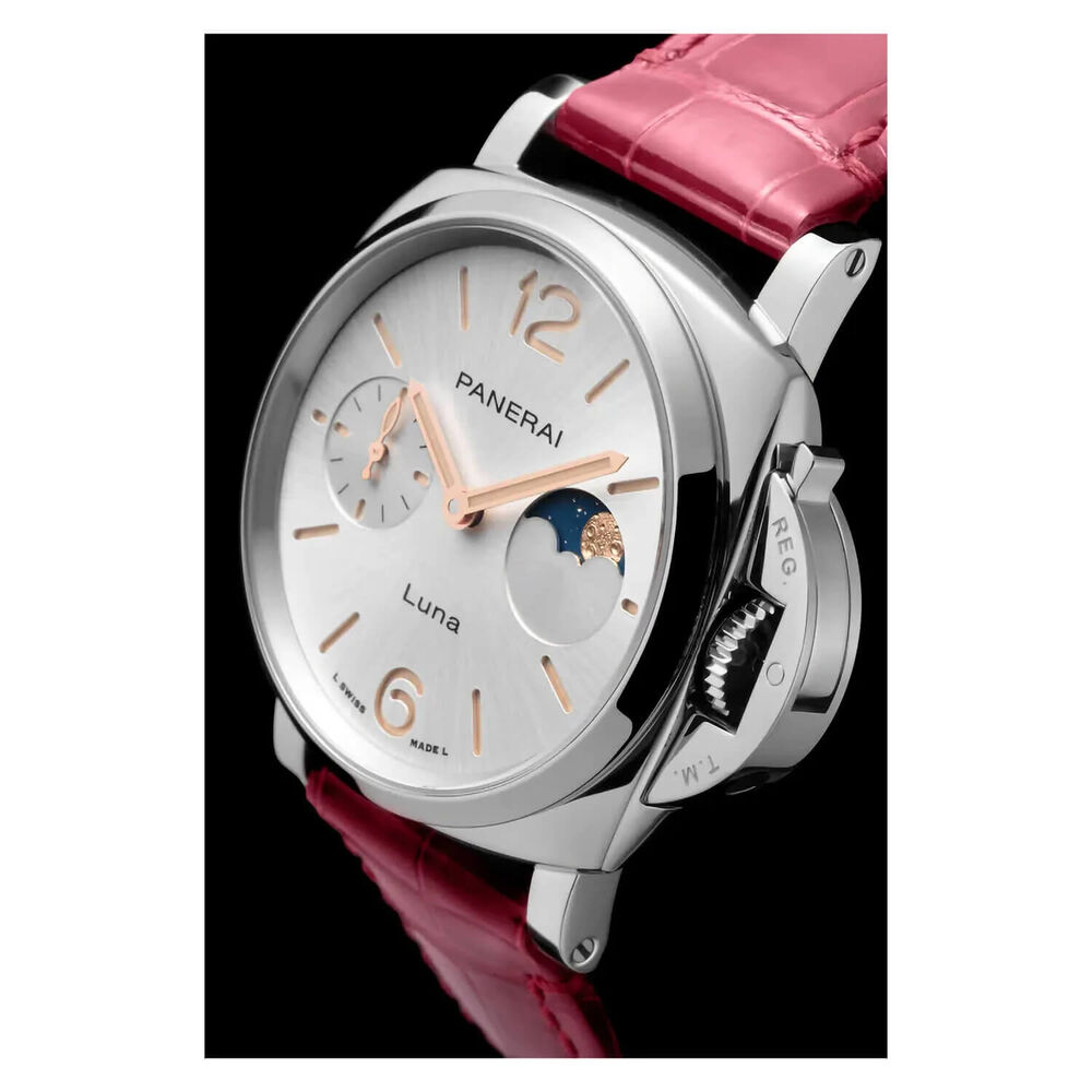 Panerai Luminor Due 38mm Luna White Dial Pink Strap Watch image number 10