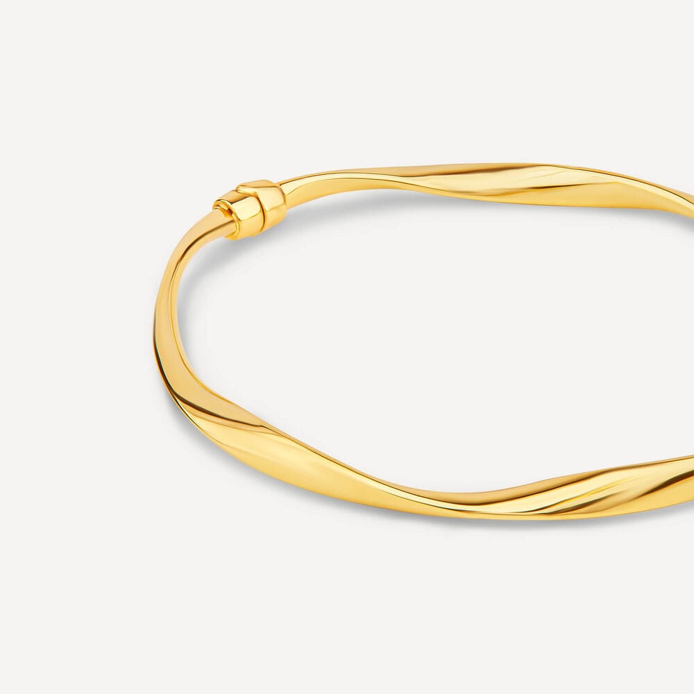9ct Yellow Gold Twisted Tube Bangle image number 1
