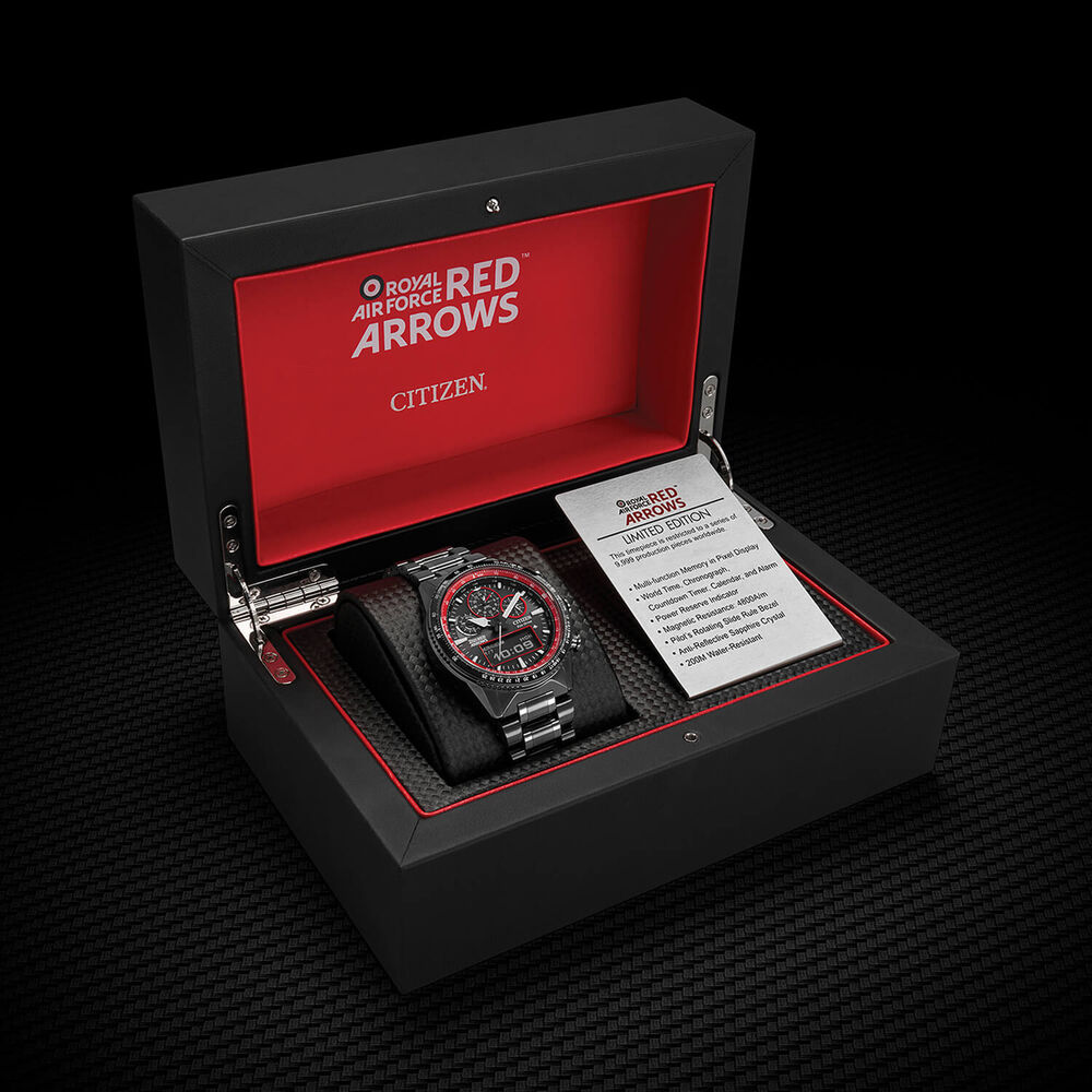 Citizen Red Arrows Promaster Skyhawk 43mm Black Dial Ion Plated Steel Bracelet Watch