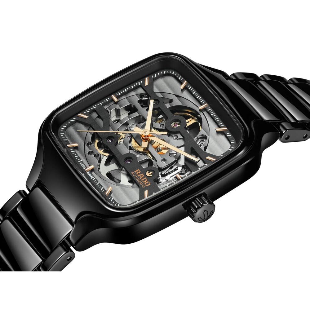Rado True Square 38mm Automatic Black Skeleton Dial Black Ceramic Case Watch image number 3