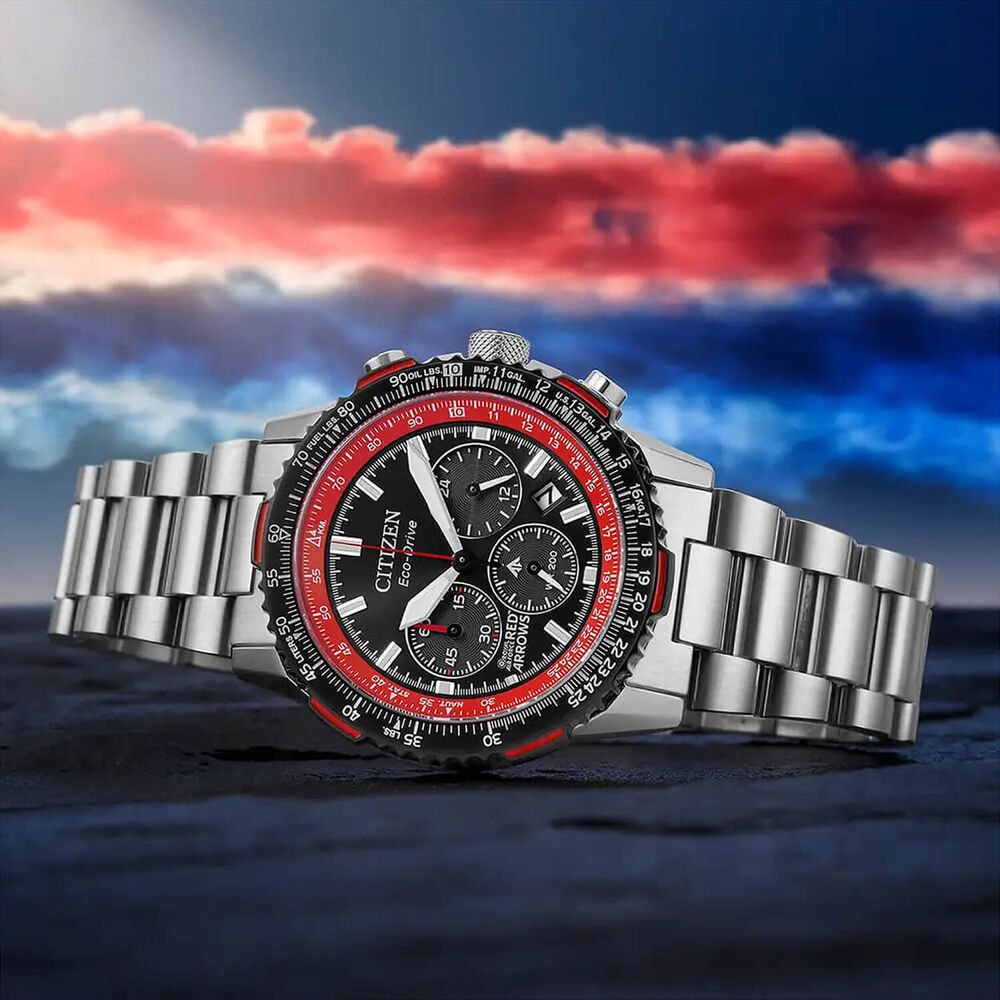 Citizen Red Arrows Promaster Air Navihawk 40mm Black Dial Stainless Steel Bracelet Watch image number 5