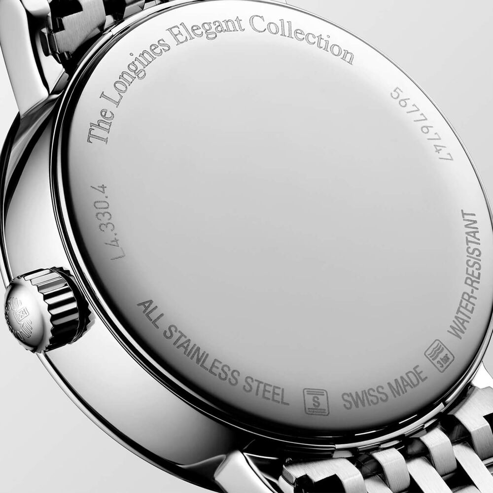 Longines Elegant 30mm White Dial Moonphase Steel Bracelet Watch image number 4