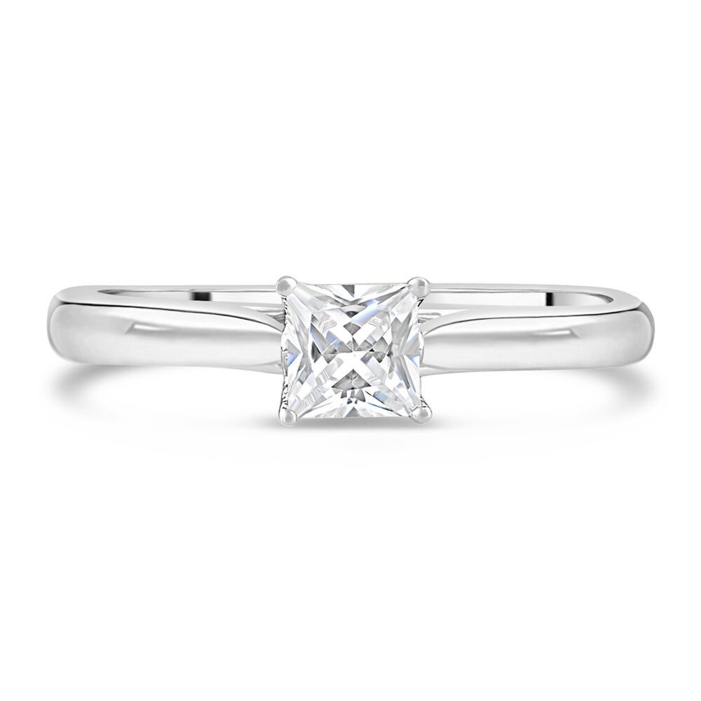 Floral Platinum 0.50ct Princess Diamond Ring