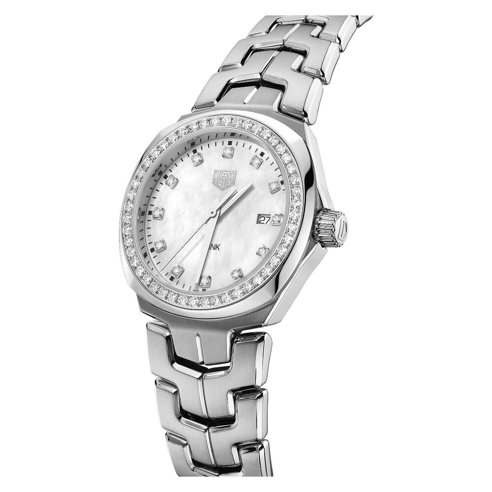 TAG Heuer Link Date 32mm MOP Dial Diamond Dot Steel Bracelet Watch image number 2