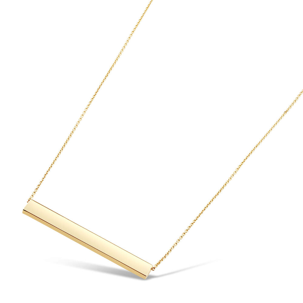 9ct Yellow Gold Rectangular Polished Bar Ladies Necklace image number 1