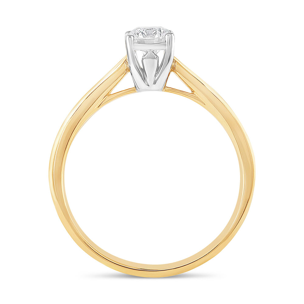 18ct Yellow Gold 0.75ct Diamond Four Claw Tulip Setting Ring image number 2