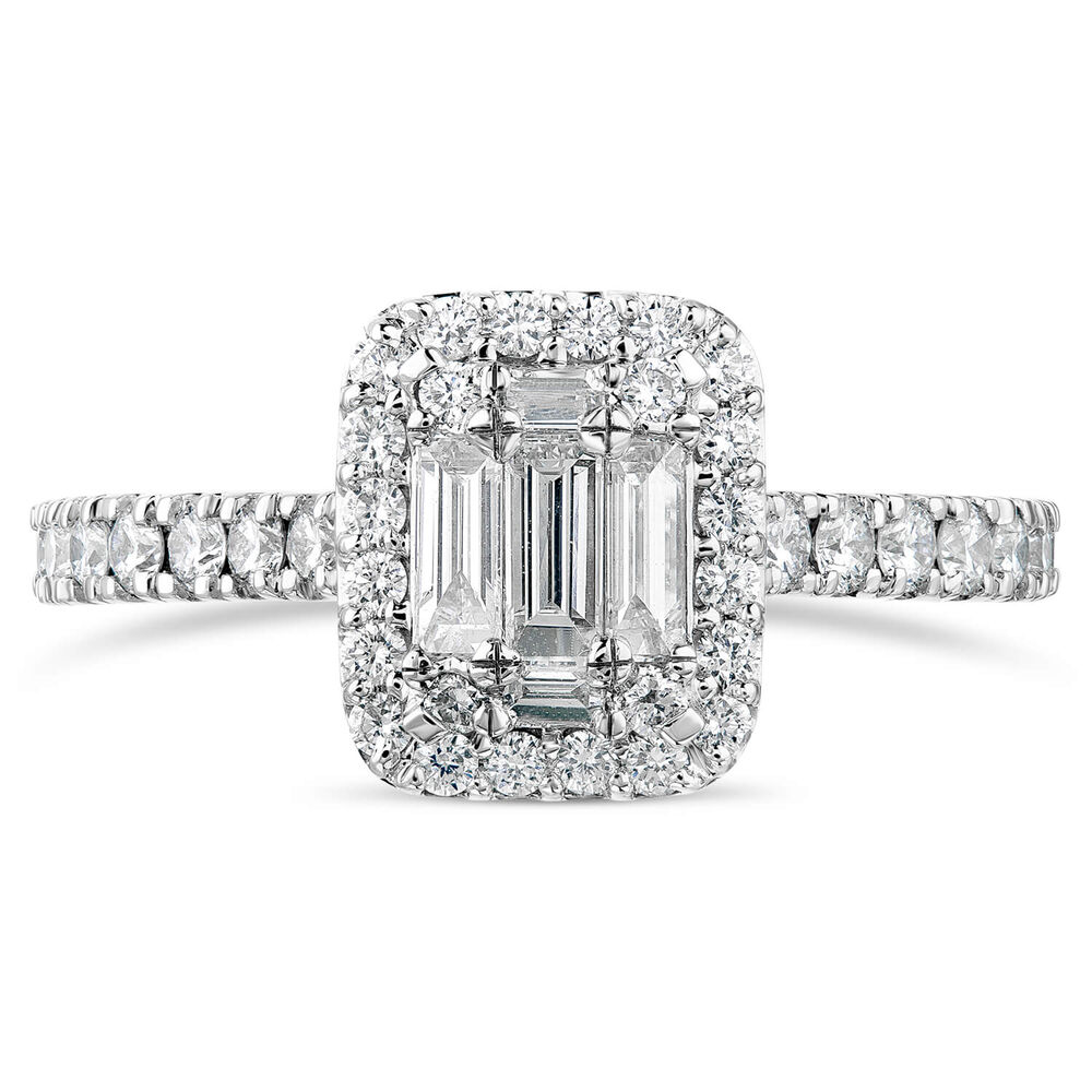 Platinum 0.65ct Diamond Emerald Cut Cluster Ring