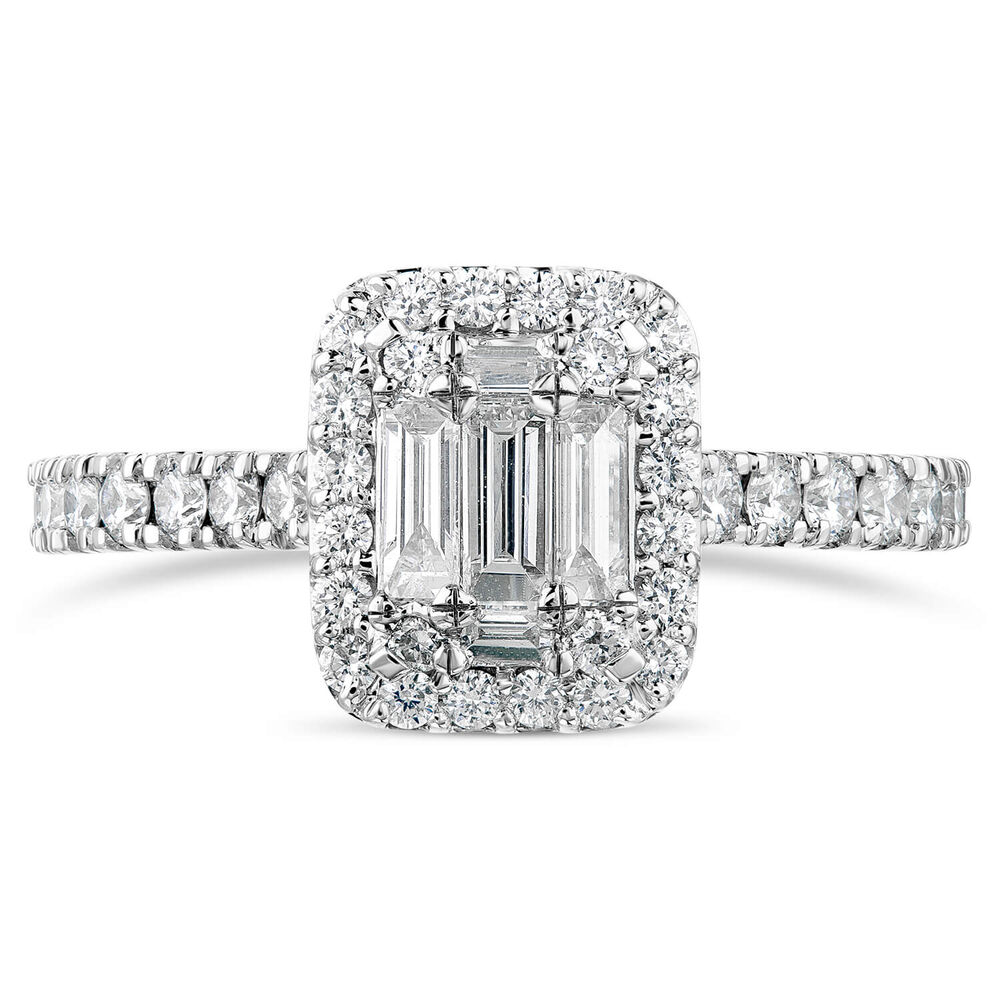 Platinum 0.65ct Diamond Emerald Cut Cluster Ring image number 1