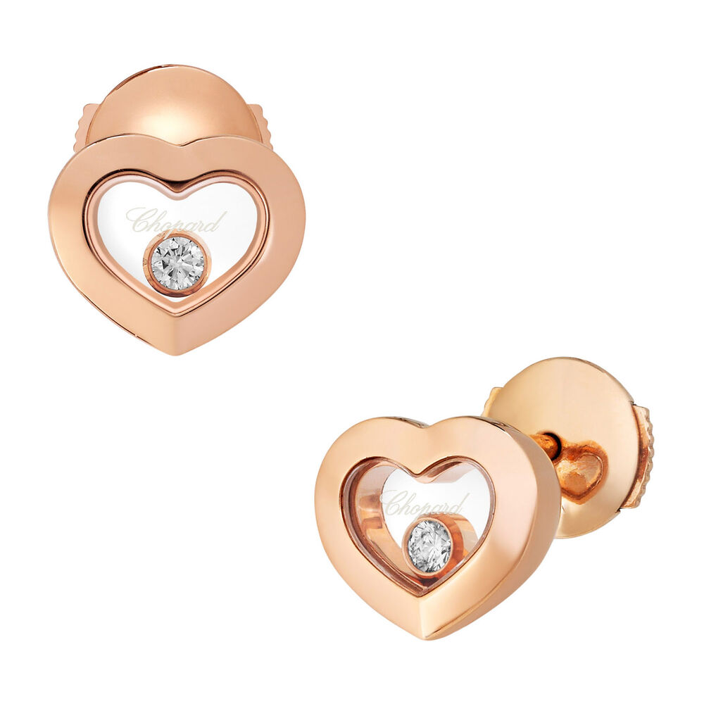 Chopard 18ct Rose Gold Happy Diamonds Icon Heart Earrings image number 1