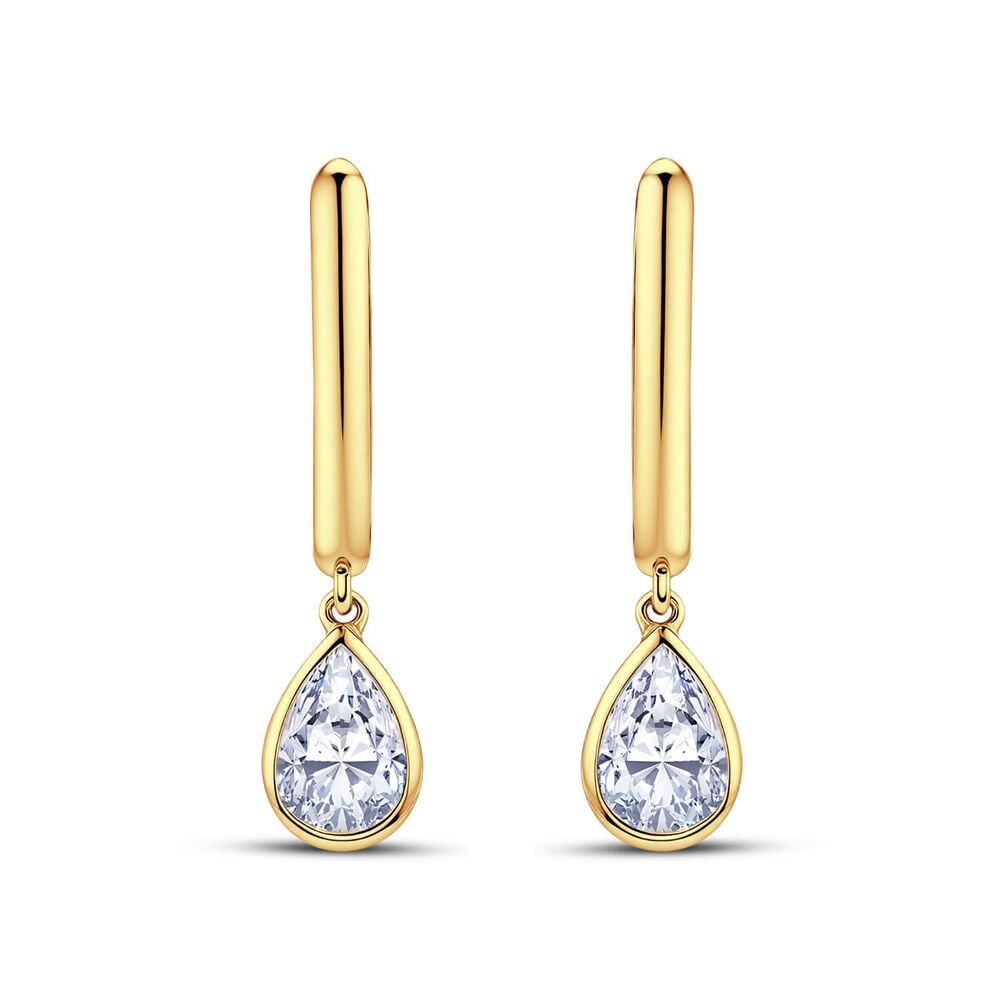 Born Contour 9ct Yellow Gold 0.30ct Pear Lab Grown Diamond Bezel Set Drop Earrings