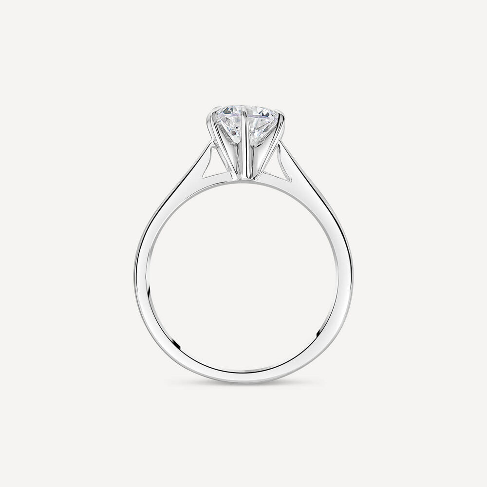 Sterling Silver 6 Claw Cubic Zirconia Solitaire Ring image number 3