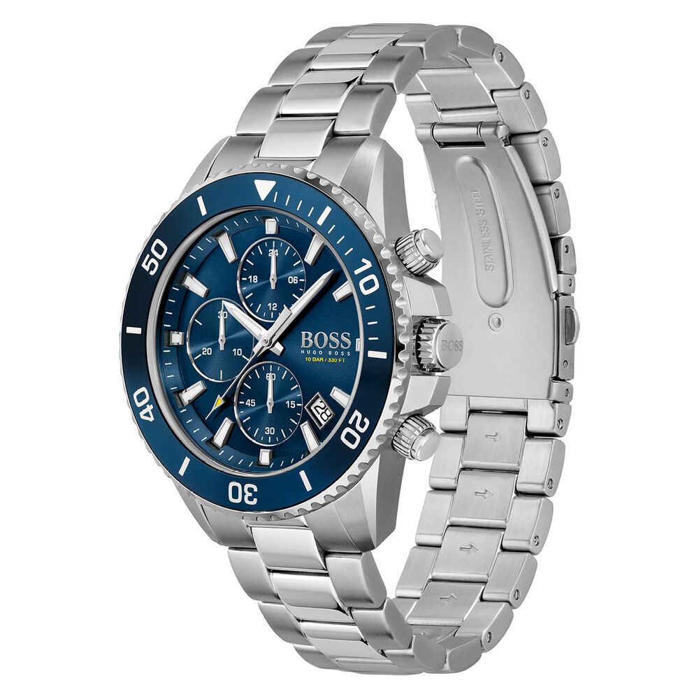 BOSS Admiral 46mm Blue Dial Chronograph Steel Case Bracelet Watch