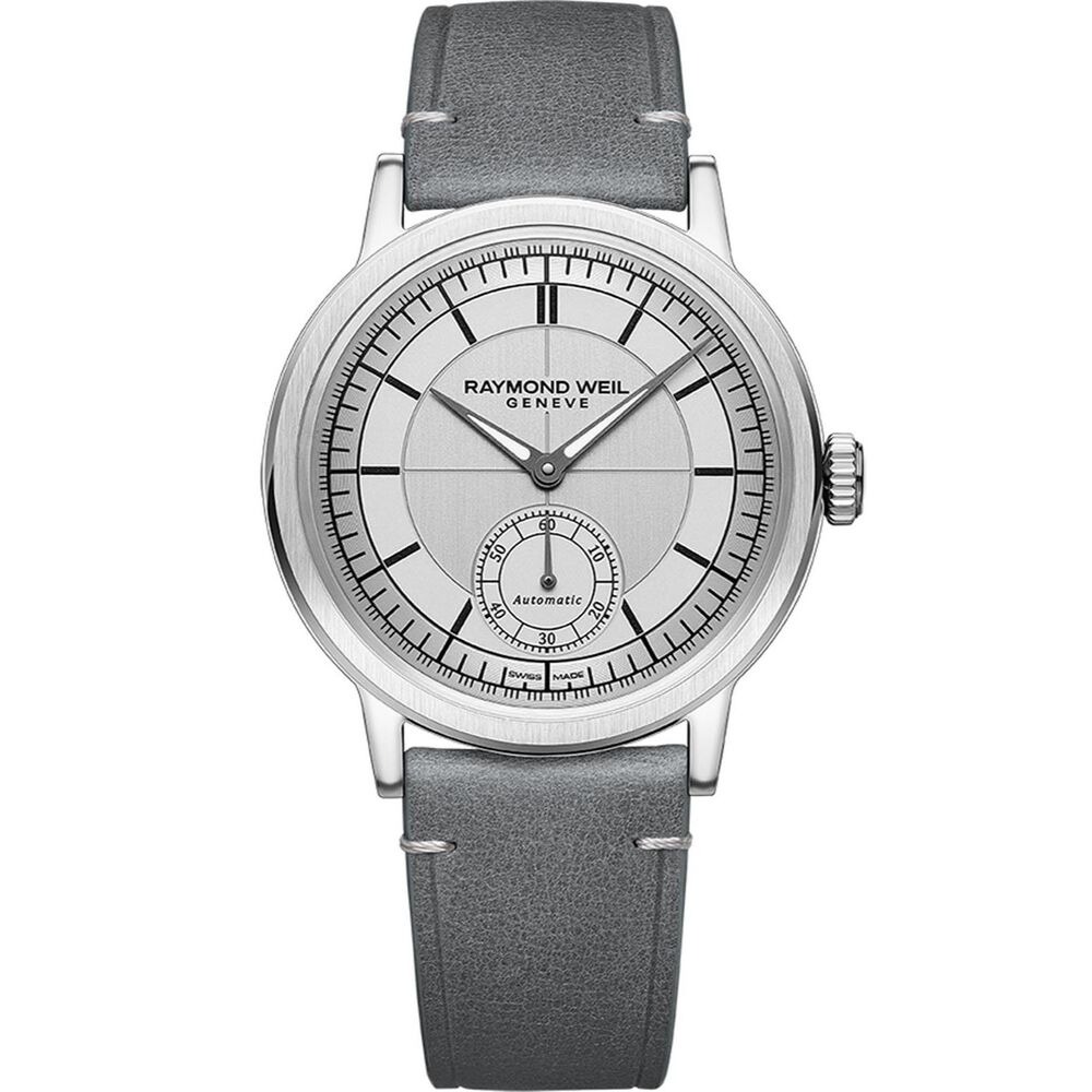 Raymond Weil Millesime 39.5mm Silver Dial Grey Leather Strap Watch