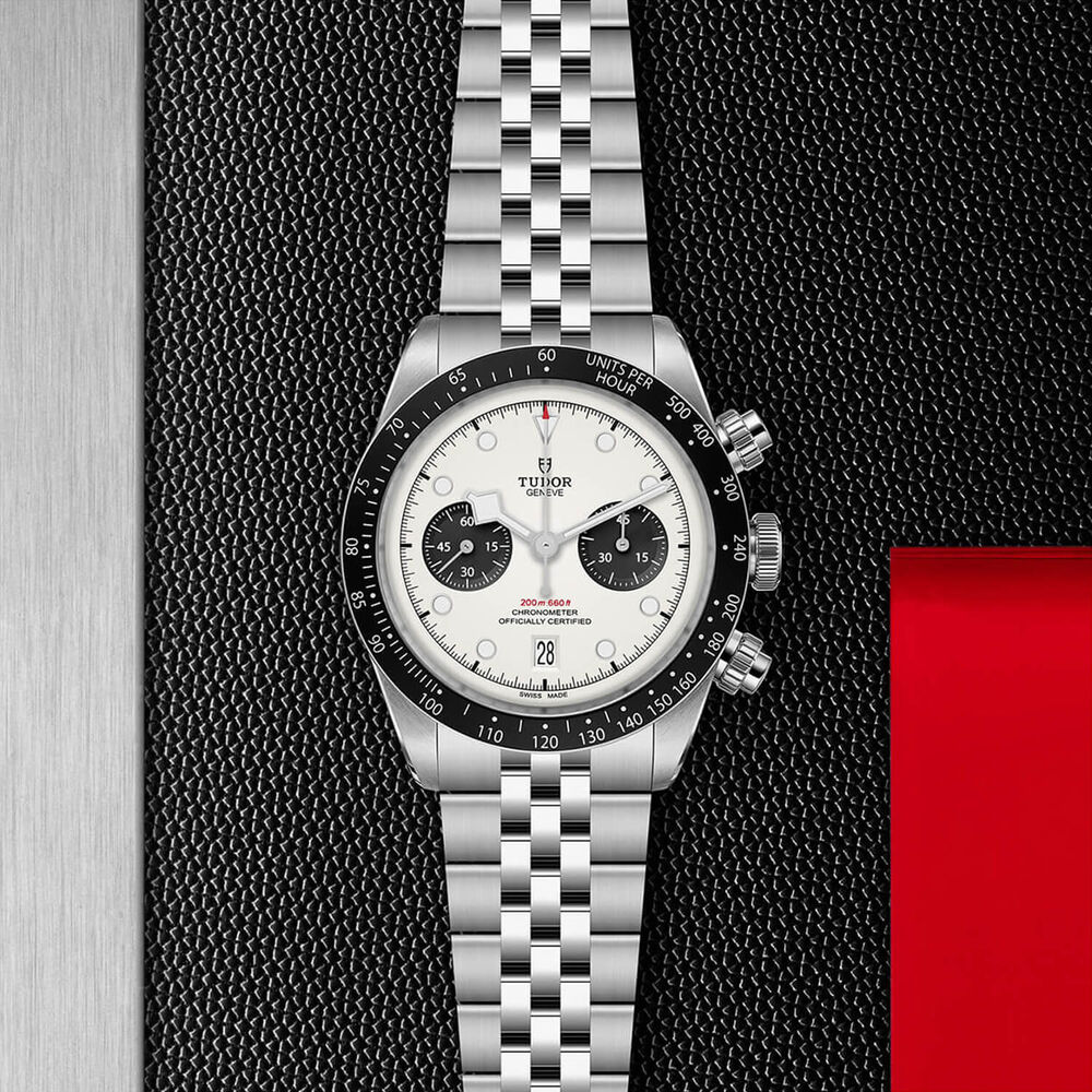 TUDOR Black Bay Chrono 41mm Opaline Dial Steel Five-Link Bracelet Watch image number 2