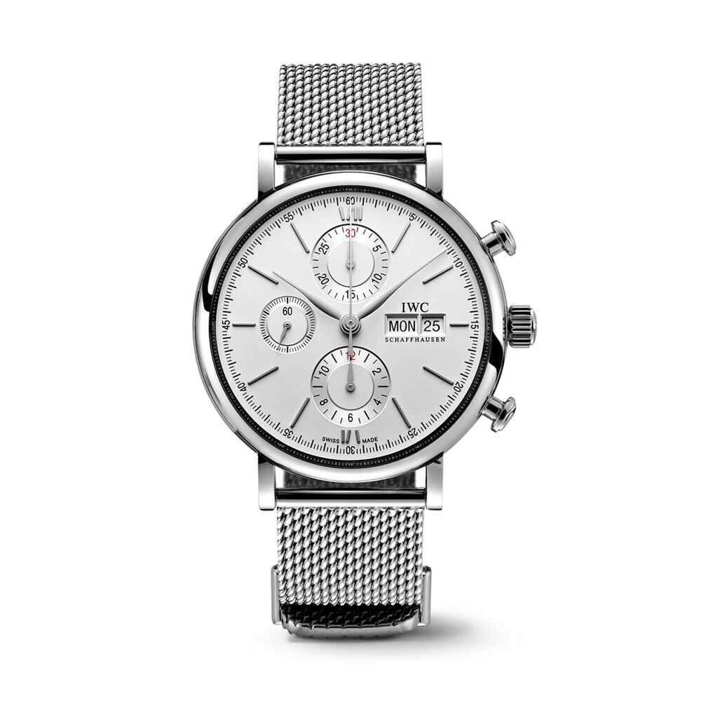 IWC Schaffhausen Portofino Chronograph Silver Dial Bracelet Watch