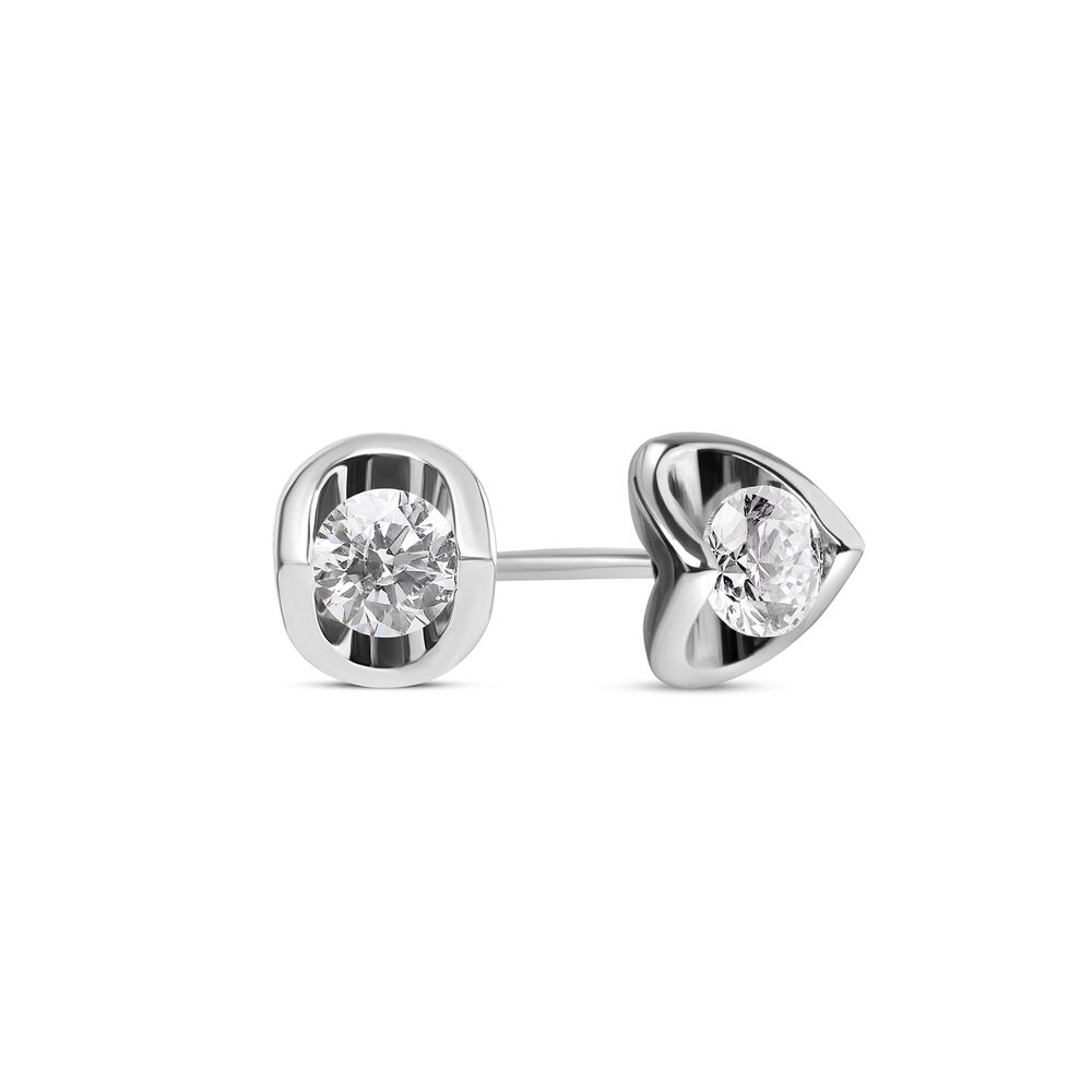9ct White Gold 0.50ct Diamond Mirror Setting Stud Earrings