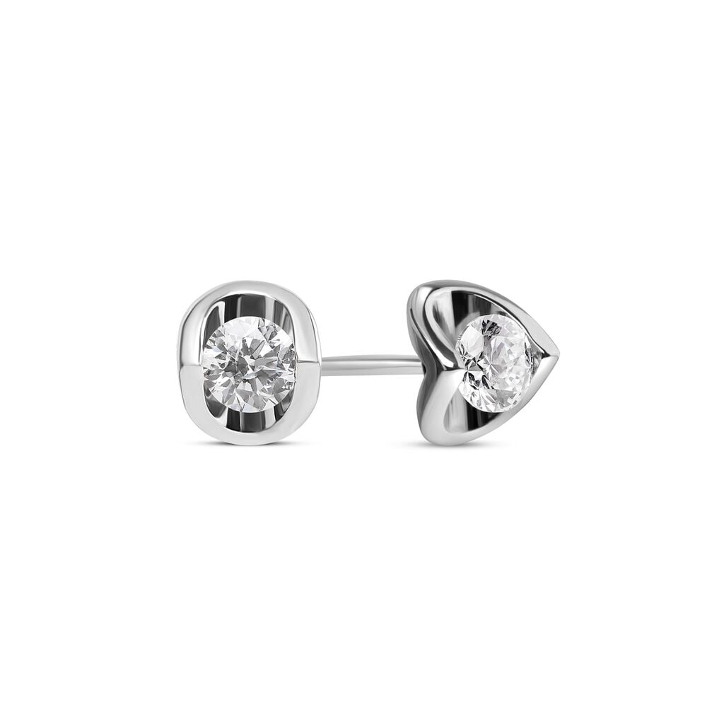 9ct White Gold 0.50ct Diamond Mirror Setting Stud Earrings image number 1