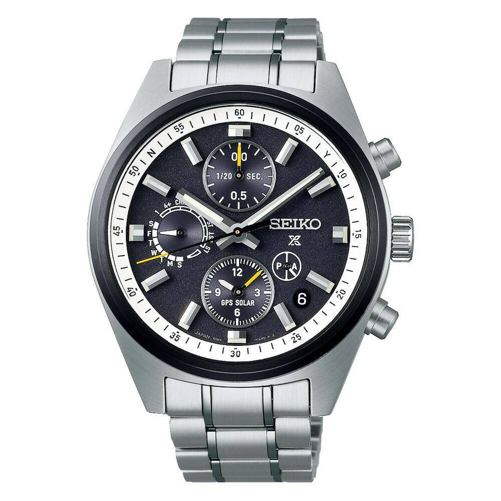 Seiko Prospex GPS Solar Chronograph Speedtimer 42mm Black Dial Stainless Steel Bracelet Watch