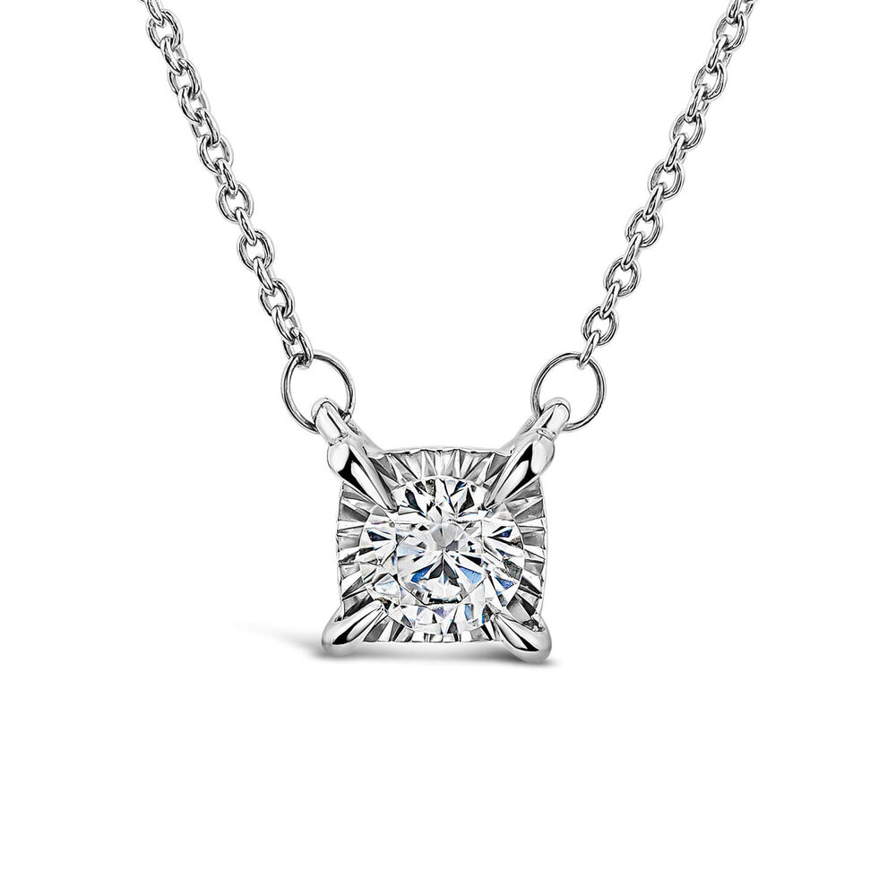 9ct White Gold 0.33ct Miracle Plate Solitaire Diamond Necklet image number 0