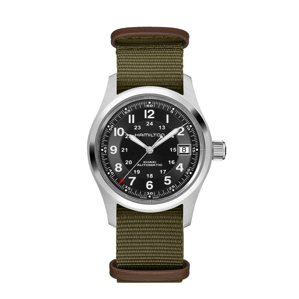 Hamilton Khaki Field Call of Duty Auto 38mm Black Dial Green Fabric Strap Watch