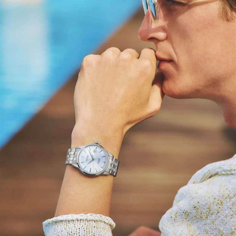 Seiko Presage Cocktail &lsquo;Skydiving&rsquo; 40.5mm Blue Dial Steel Bracelet Watch