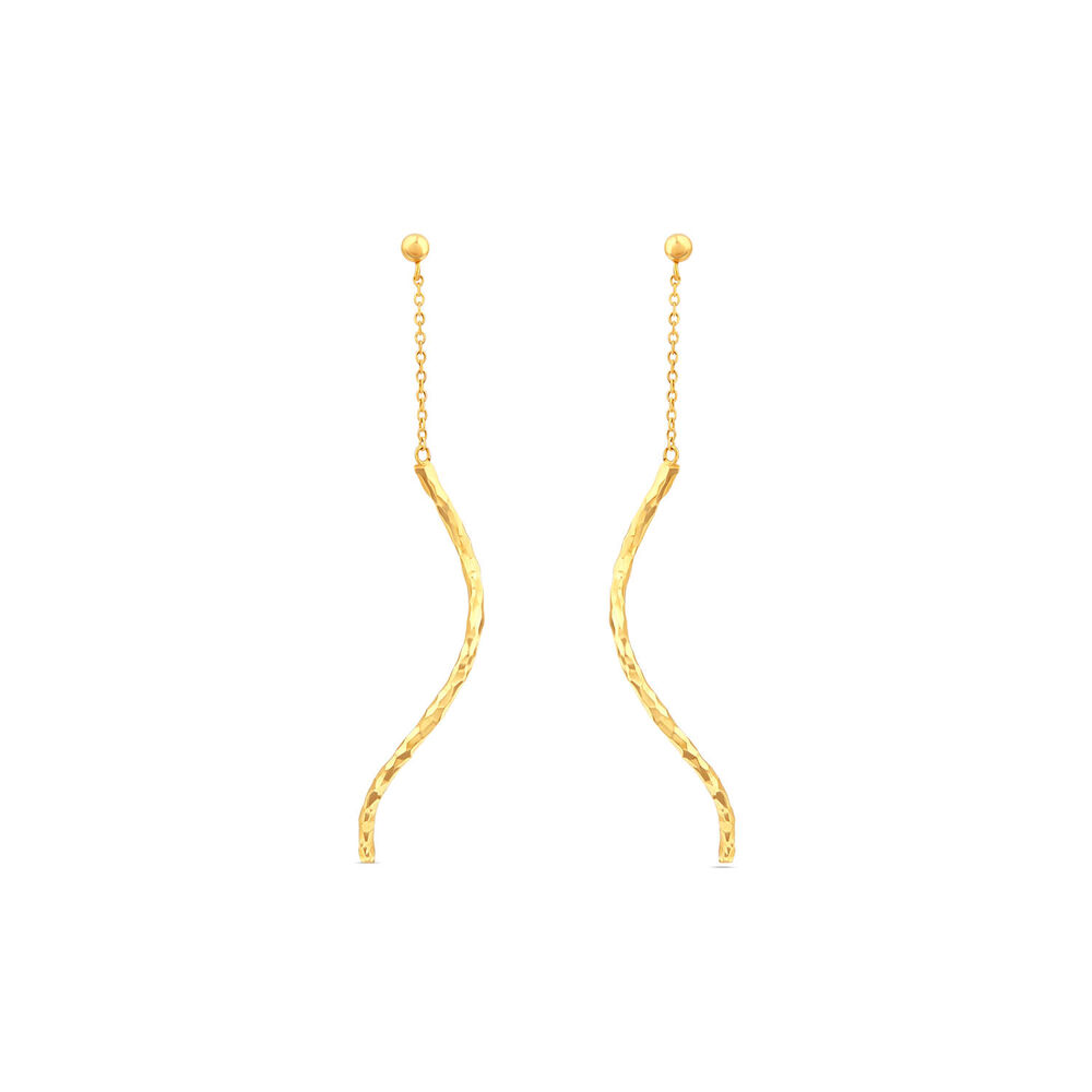 9ct Yellow Gold Mirror Diamond Cut Squiggle Drop Earrings