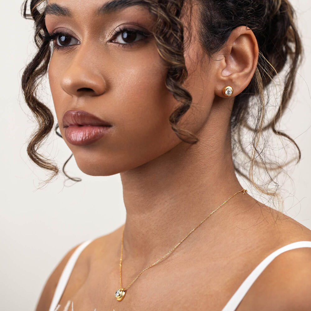 Born Orbit 9ct Yellow Gold Lab Grown 1.00ct Diamond Round Stud Earrings