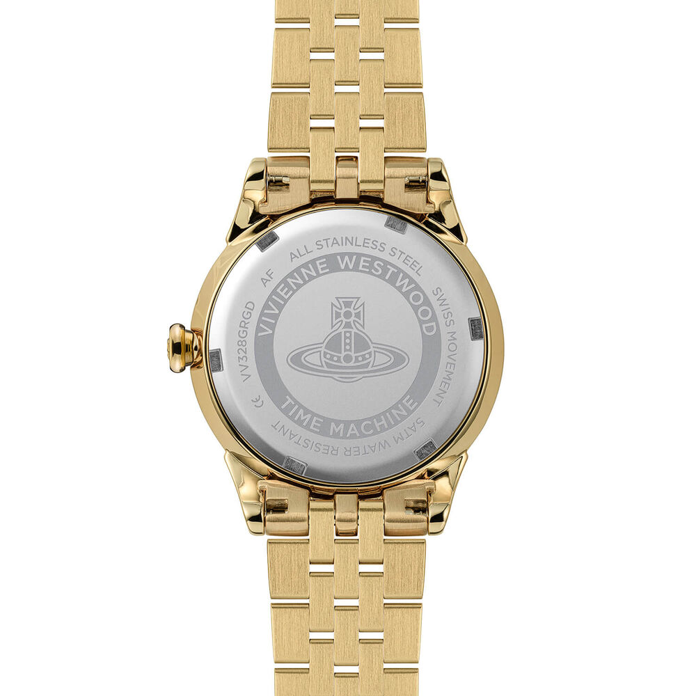 Vivienne Westwood Little Seymour 32mm Olive Green Dial Gold Steel Bracelet Watch image number 4