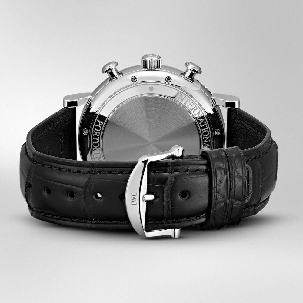 IWC Schaffhausen Portofino Chronograph Silver Dial Black Strap Watch image number 5