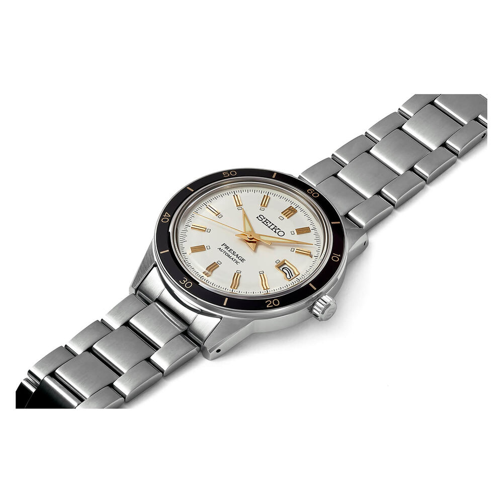 Seiko Presage Style 60s 40.8mm White Dial Yellow Gold Indexes Steel Case Bracelet Watch