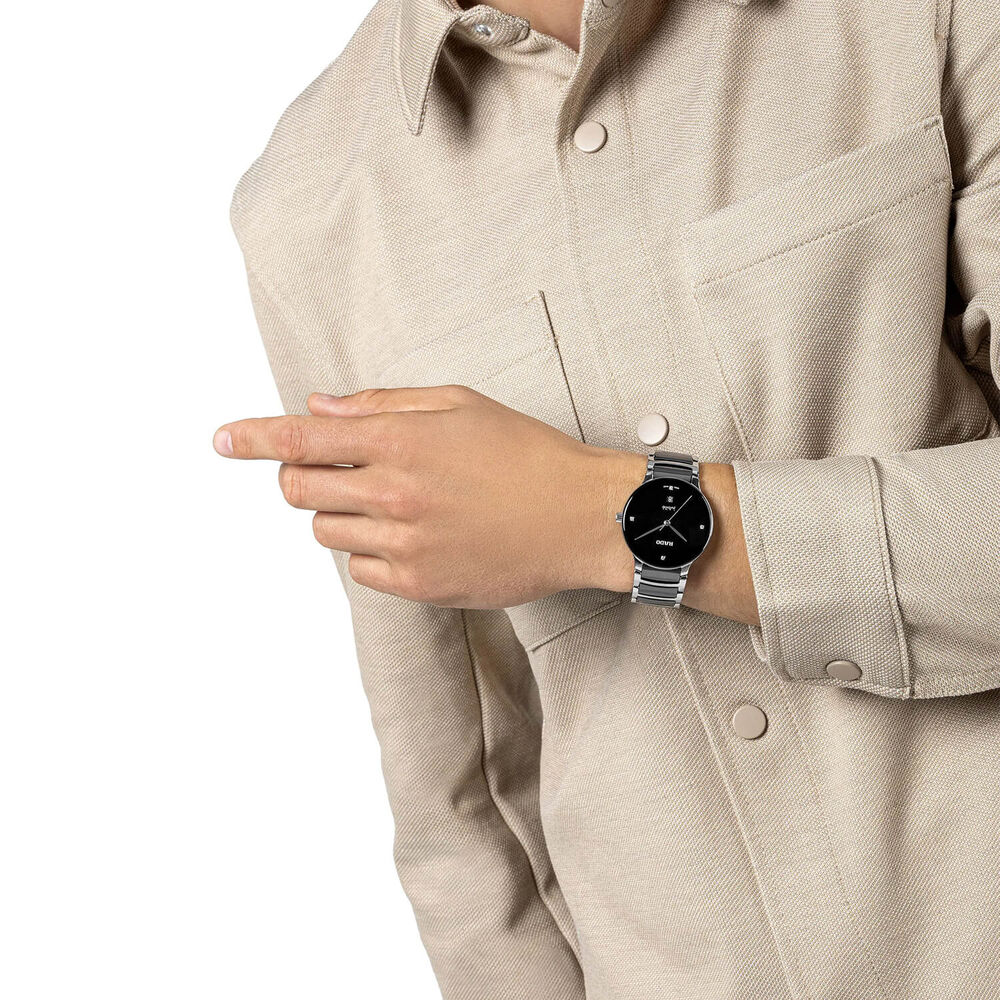 Rado Centrix Diamonds 39.5mm Black Dial Ceramic & Steel Bracelet Watch image number 5