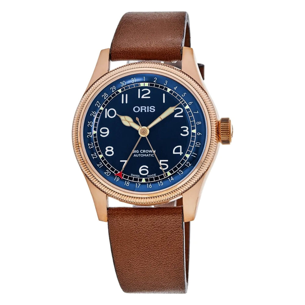 Oris Big Crown Pointer 40mm Blue Dial Leather Strap Watch