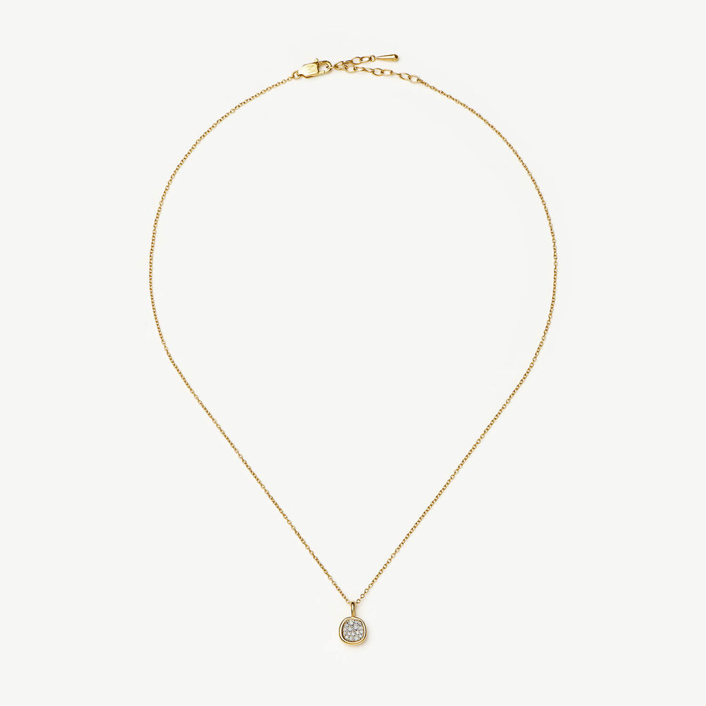 Missoma 18ct Gold Plated Brass Molten Soft Square Pave Cubic Zirconia Pendant Necklace