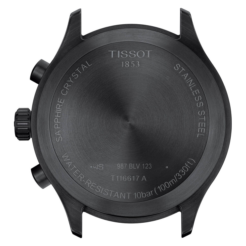 Tissot Chrono XL 45mm Black Dial Chronogaph Black PVD Case Strap Watch