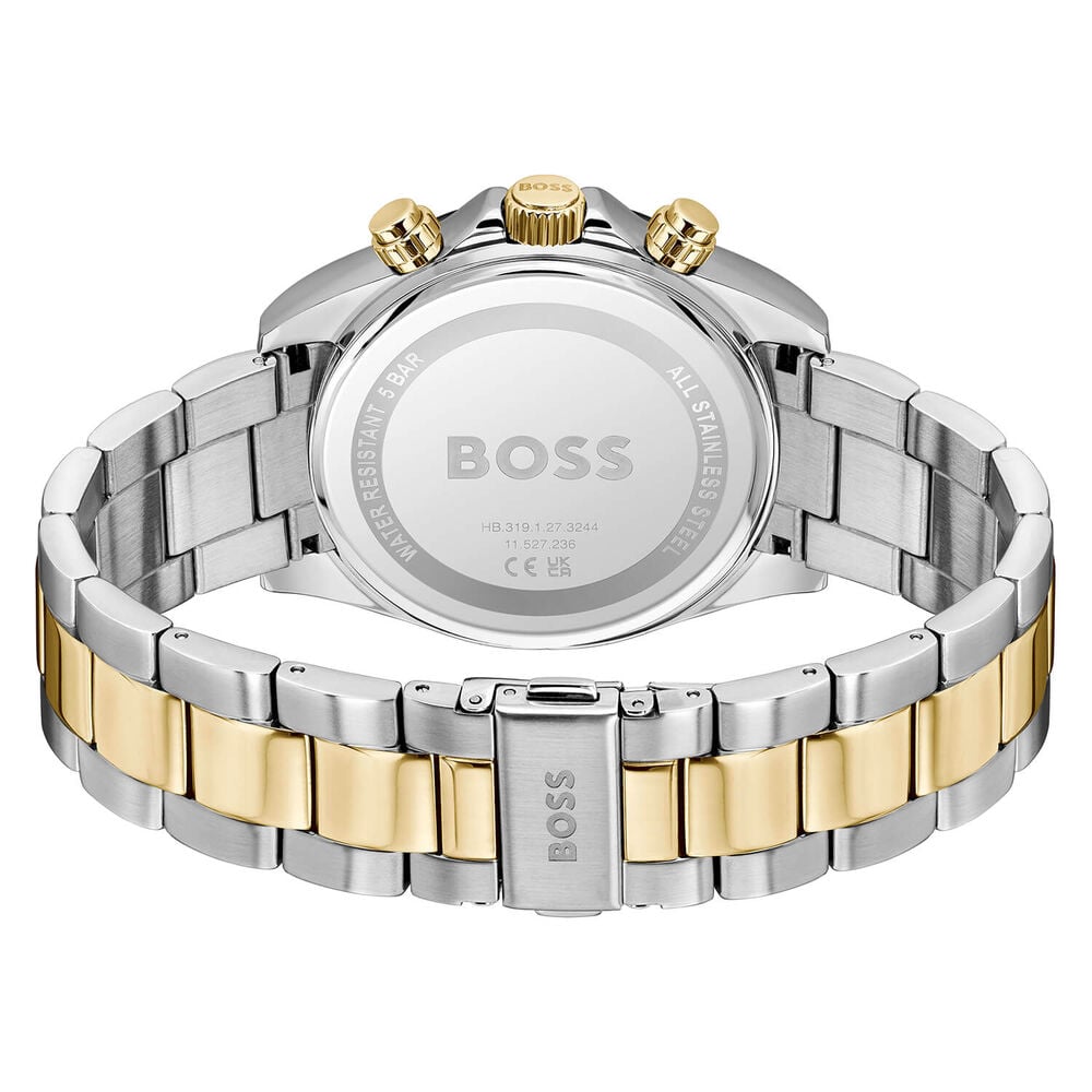 BOSS Hero 2.0 Chronograph 43mm Black Dial Two Tone Steel Bracelet Watch image number 3