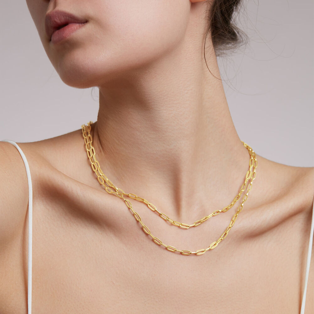 9ct Yellow Gold Paperlink Diamond Cut 20 inch Chain Necklet image number 3