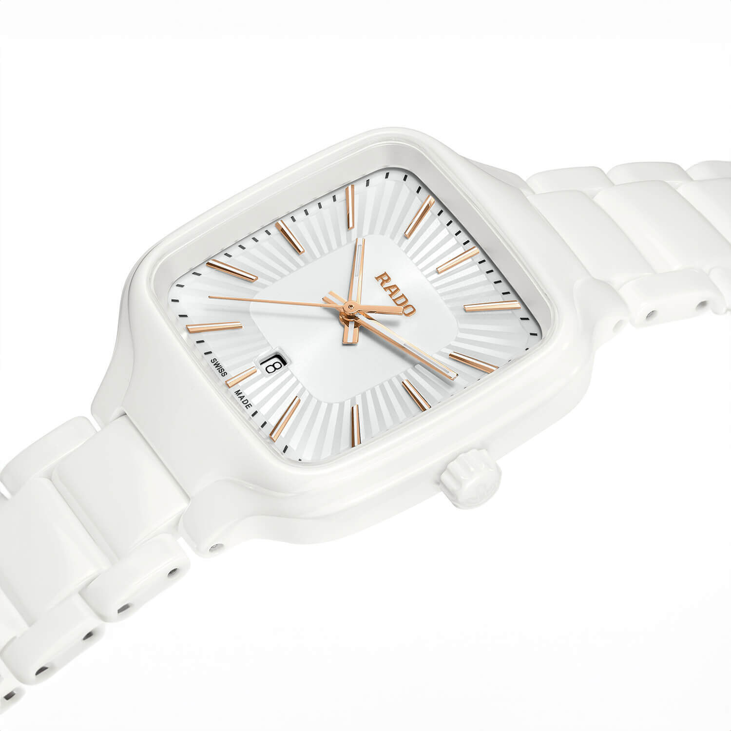 Rado True Square 29.2mm White Dial White Ceramic Case Watch