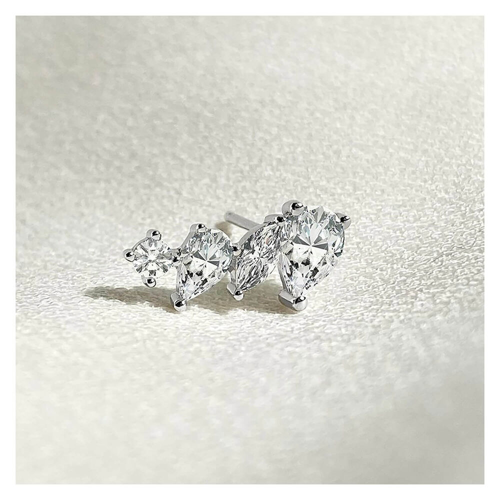 CARAT* London Silver  Abigail Marquise Cluster Stud Earrings