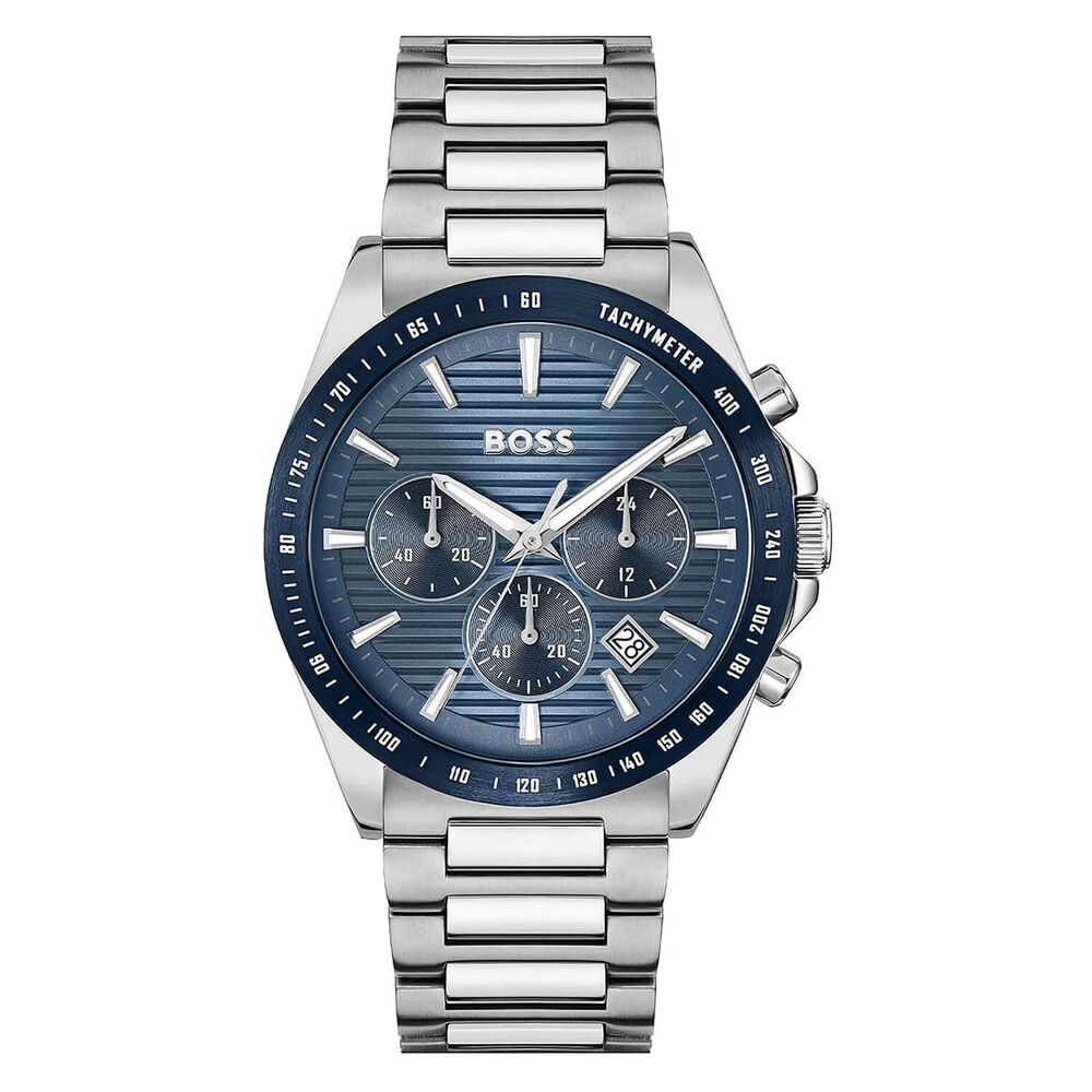 BOSS Strike 41mm Blue Chronograph Dial Steel Bracelet Watch