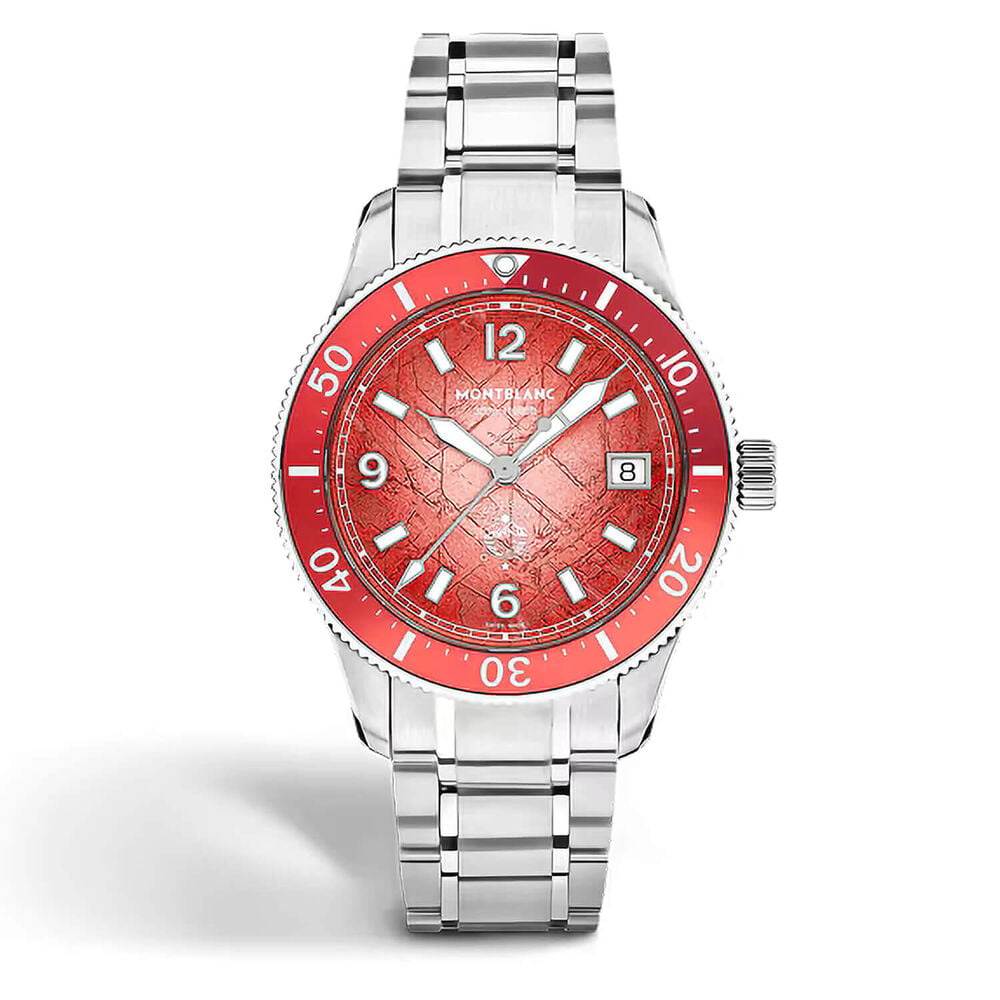 Montblanc Iced Sea 38mm Red Dial Stainless Steel Bracelet Watch