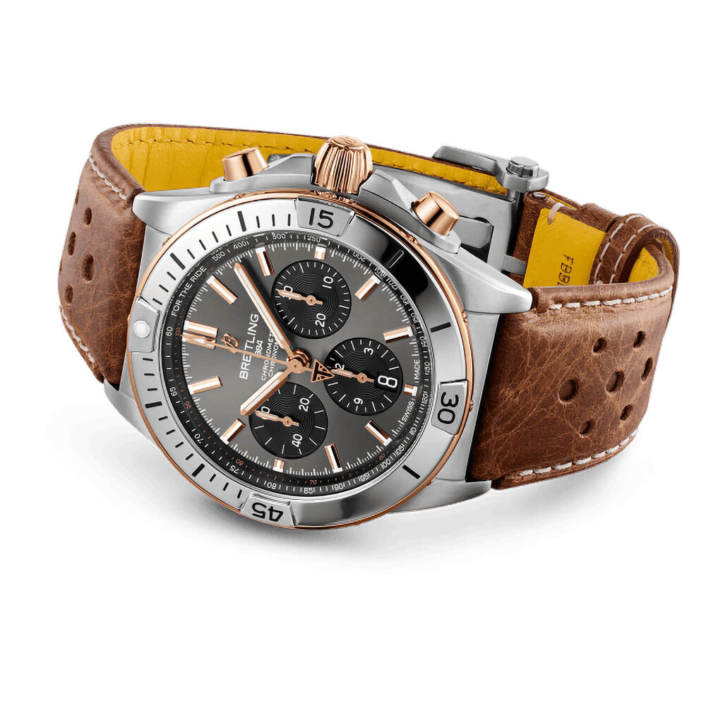 Breitling Chronomat B01 Triumph 42mm Anthracite Dial Brown Leather Strap Watch image number 3
