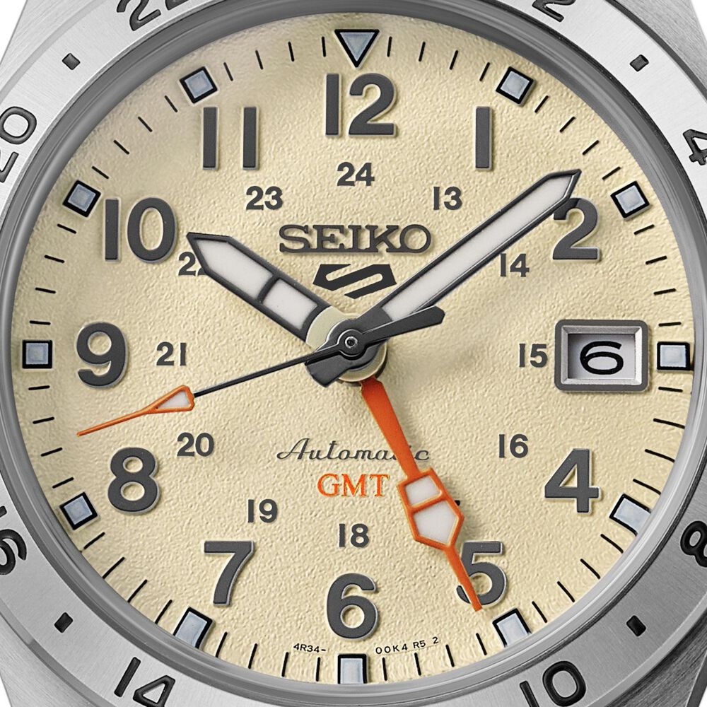 Seiko 5 Sports Field GMT Desert Sand 39.4mm Steel Case & Bracelet Watch