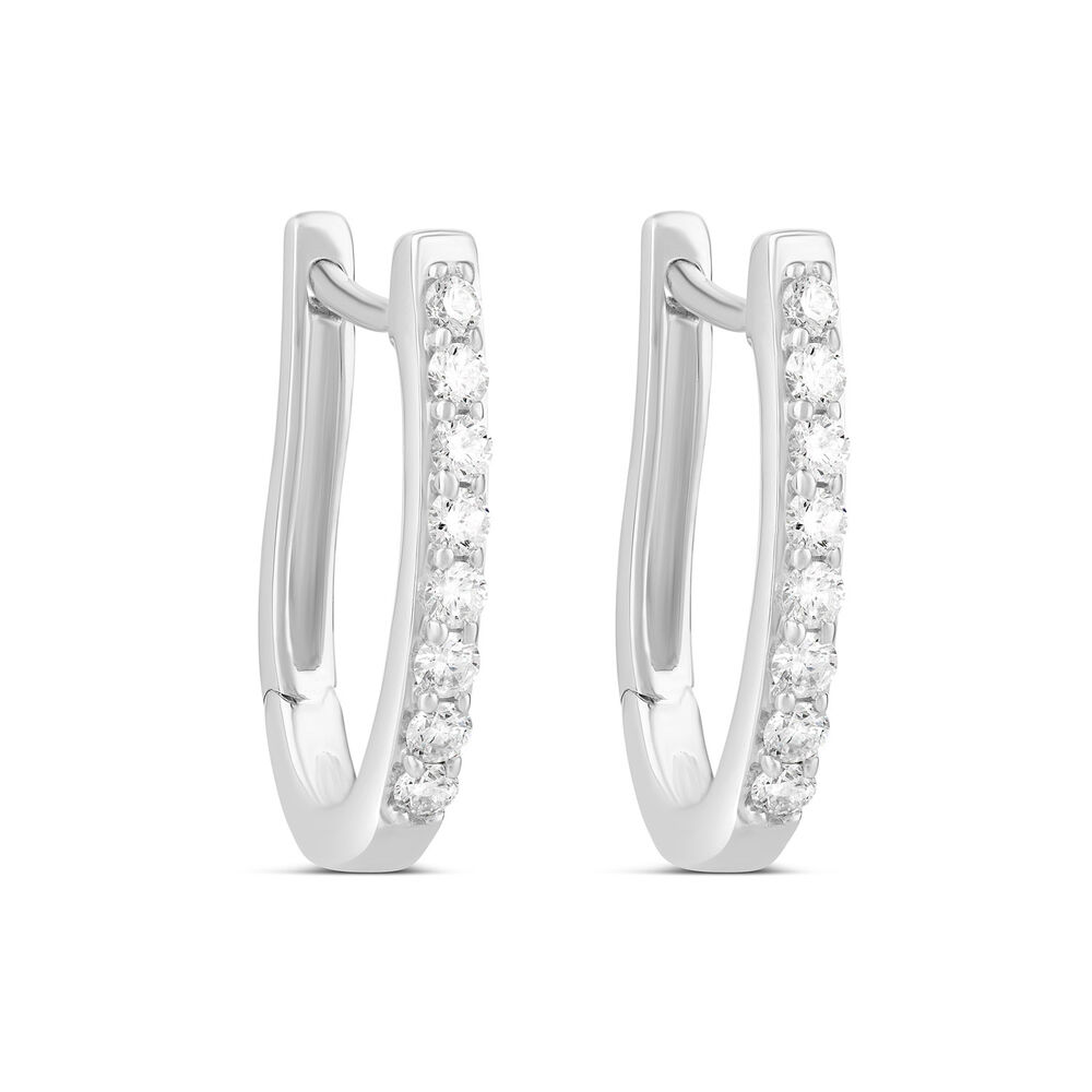9ct White Gold 0.25ct Diamond Claw Set Hoop Earrings image number 0
