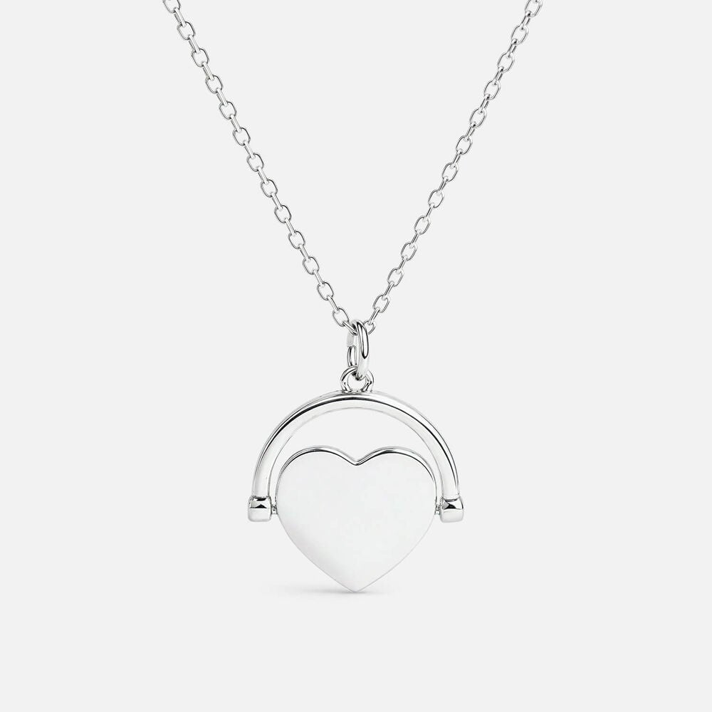 Sterling Silver Polished Heart Spinner Necklet