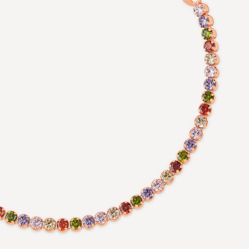 Sterling Silver & Rose Gold Plated Multi Colour Stone Bolo Bracelet image number 1