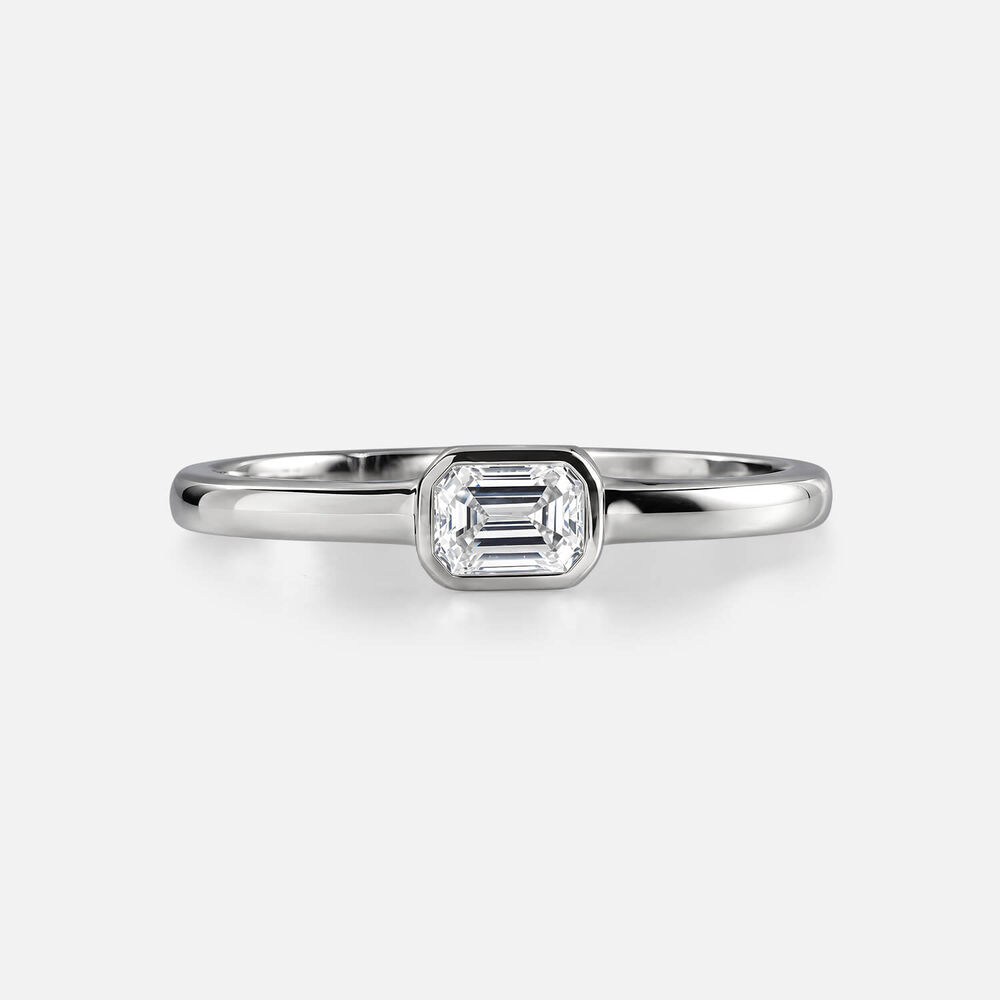 Born Contour 9ct White Gold 0.25ct Emerald Lab Grown Diamond Bezel Set Ring
