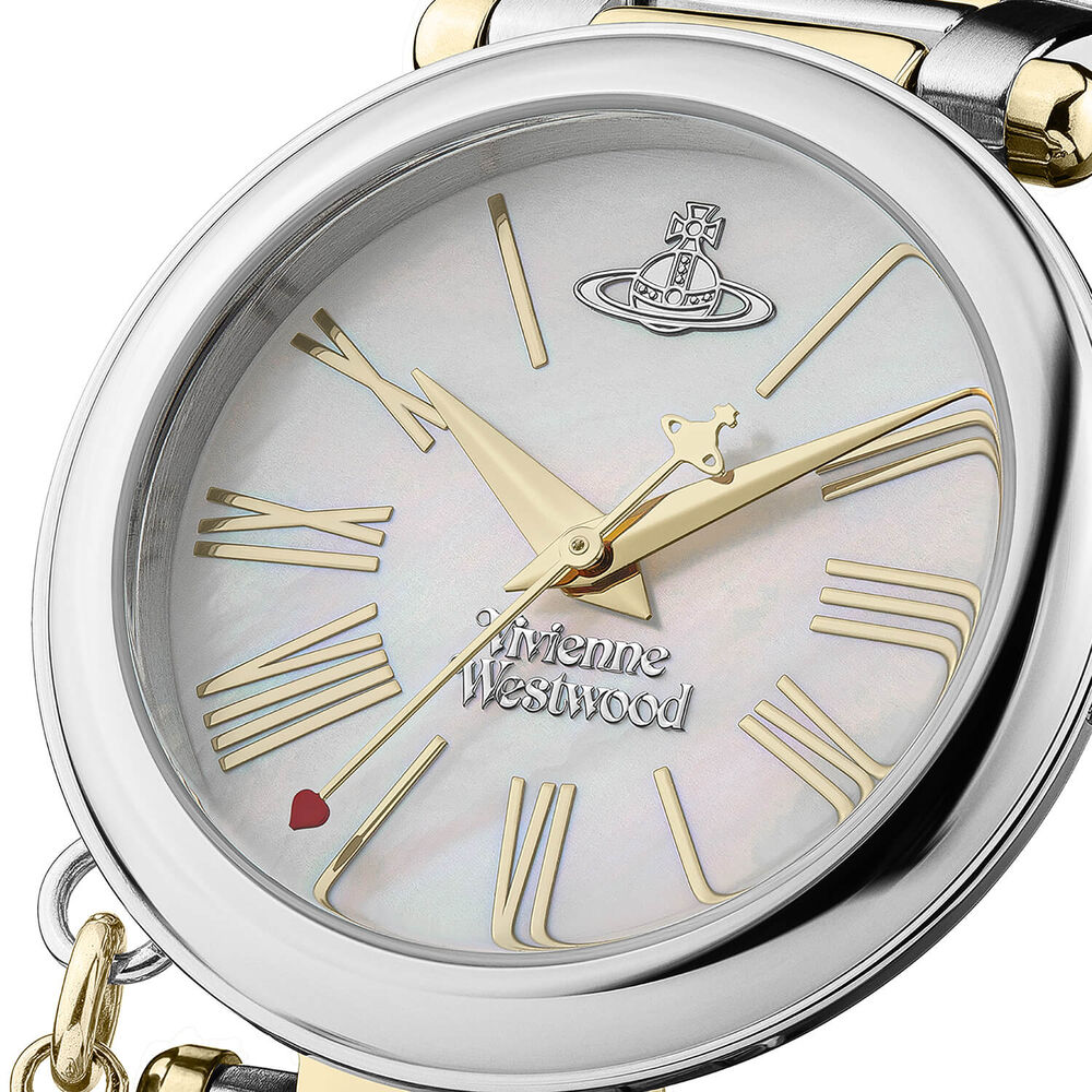 Vivienne Westwood Mother Orb 32mm Mother of Pearl Dial Two Tone Steel Bracelet Watch image number 2