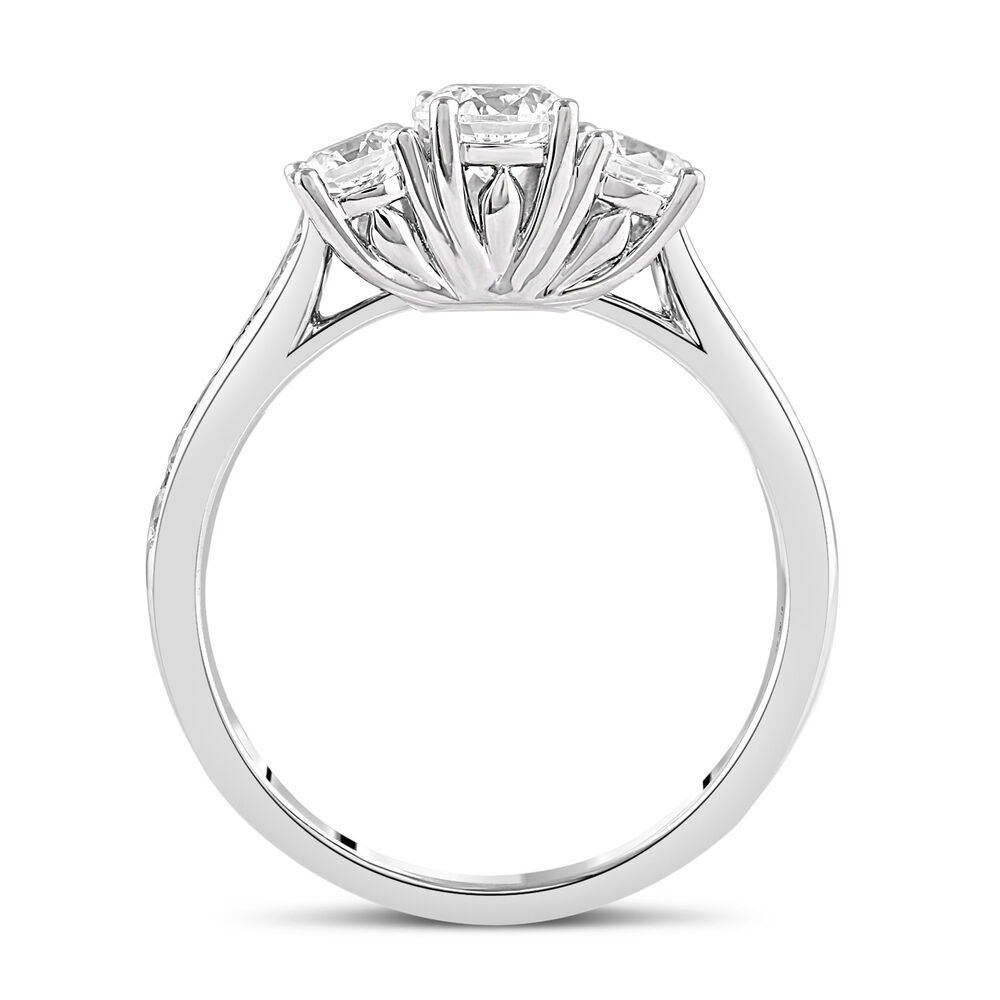 18ct White Gold 0.75ct Diamond Trilogy Tulip Setting Ring image number 2