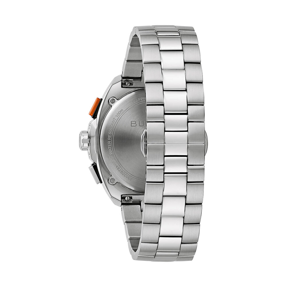 Bulova Racer Chronograph 42mm Blue Dial Black & Orange Bezel Steel Bracelet Watch image number 1